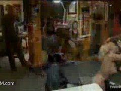 a sex starved blonde receives a tattoo while fisted