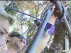 some happy fucking on the swing set for a blonde teen