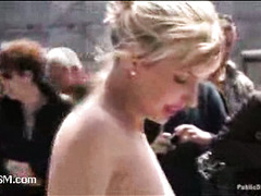 a beautiful blonde humiliated in the street