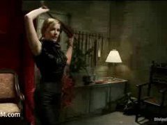 A slave boy fucks mistress with face strap on