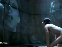A male sub shows his devotion to his crude mistress
