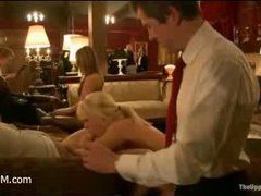 A fresh slut gets disciplined and reviewed by kinky guests