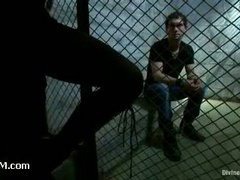 A tough guy turned into a bitchboy by sexy lady officer