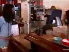 two busty sluts are pounded by tough guys
