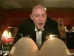 Mark Davis celebrates his birthday in the company of naughty slaves