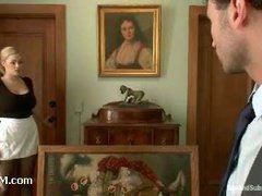 A hot wife sexually punished in front of a busty servant