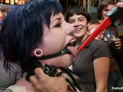 Proxy Paige shouts and writhes as bar hoppers fuck her tender holes