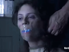 A bound and naughty slave spends all morning sucking her Master's cock
