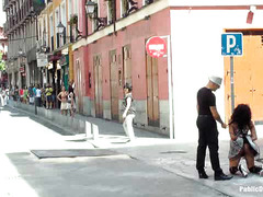 Dunia Montenegro is taken outdoors for a public humiliation session