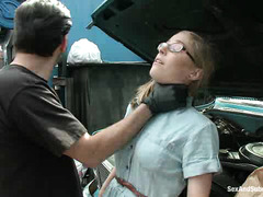 Stunning blonde Penny Pax gets a rough fucking at the auto body shop