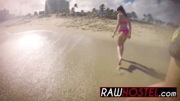 Sexy beach girl Aidra Fox gets tied and fucked hard in hostel